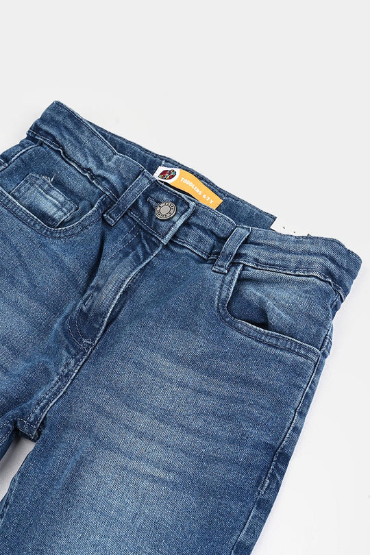 Girls Denim Stretch Pant Basic Flared Fit-Mid Blue