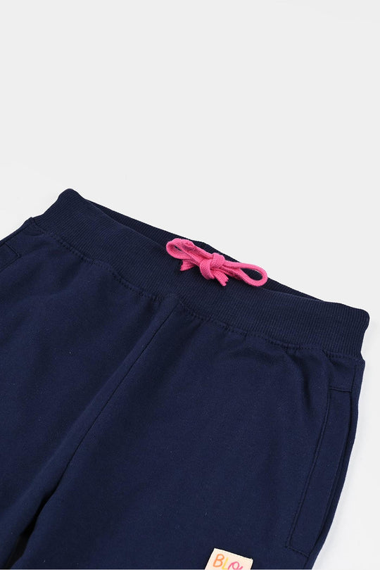 Girls Jersey/Terry Pajama Bloomer-NAVY