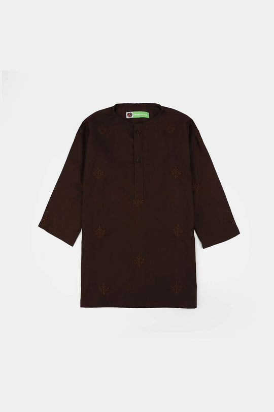 Infant Boys Poly Viscose Kurta Pajama (Choco) - Brown