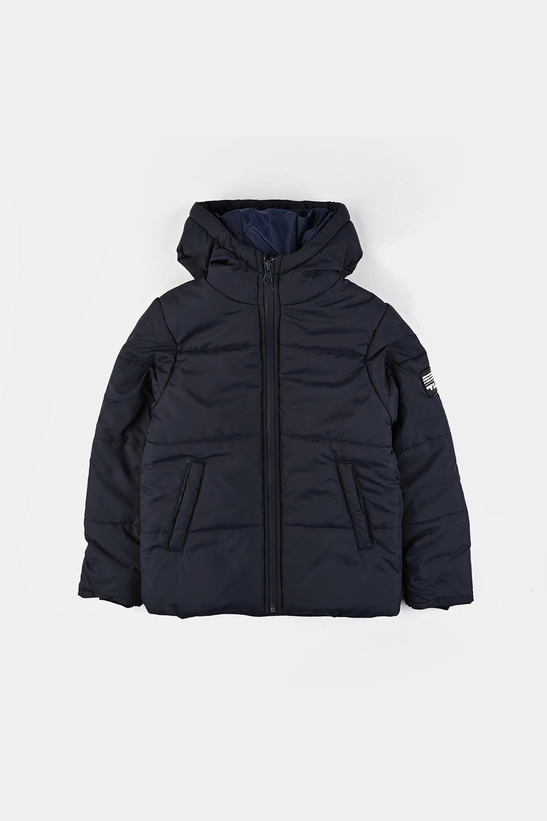 Boys Quilted Hooded Jacket F/S In Sports-NAVY