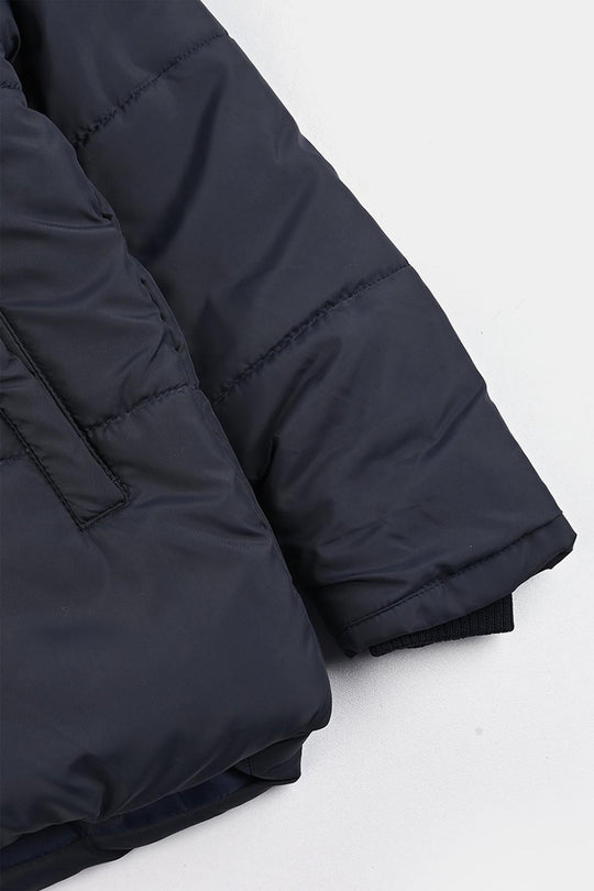 Boys Quilted Hooded Jacket F/S In Sports-NAVY