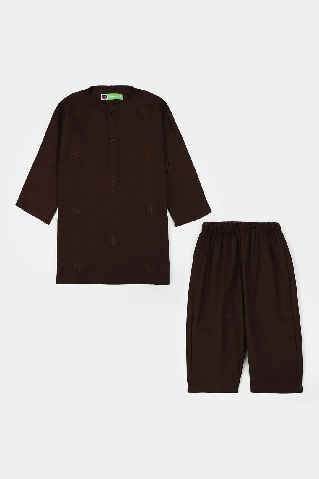 Infant Boys Poly Viscose Kurta Pajama (Choco) - Brown