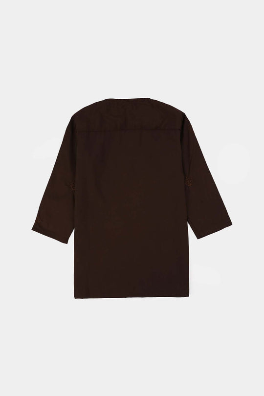 Infant Boys Poly Viscose Kurta Pajama (Choco) - Brown