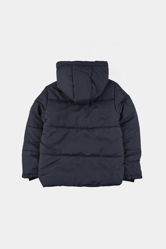 Boys Quilted Hooded Jacket F/S In Sports-NAVY