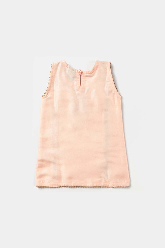Infant Girls Raw Silk 2Pcs Suit Adorable-Peach