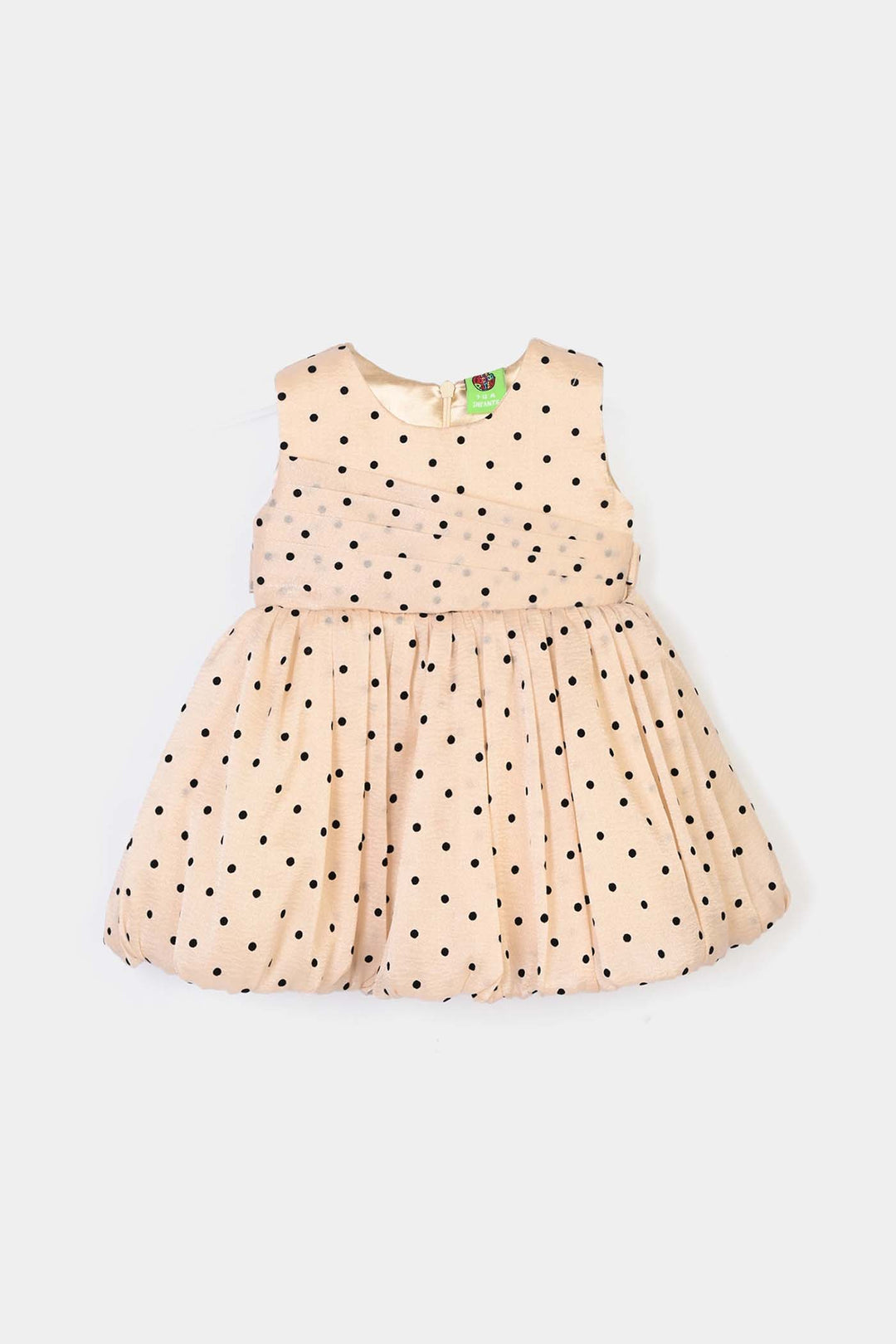 Infant Girls Organza Fancy Frock Polka Dream-Cream
