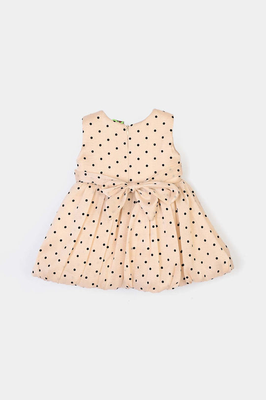 Infant Girls Organza Fancy Frock Polka Dream-Cream