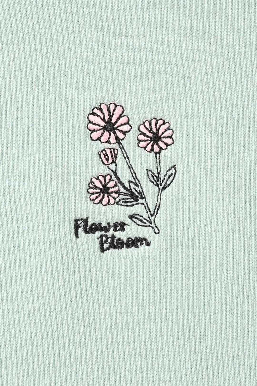 Girls Cotton Rib T-Shirt Floral Bloom - Blue