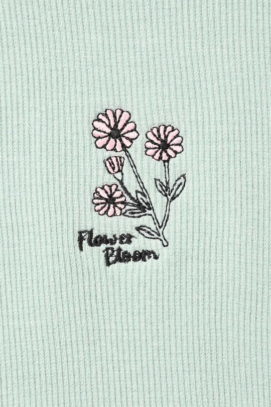 Girls Cotton Rib T-Shirt Floral Bloom - Blue