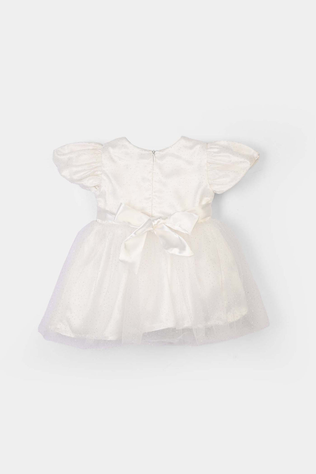 Infant Girls Net Fancy Frock-Baby Glam-WHITE