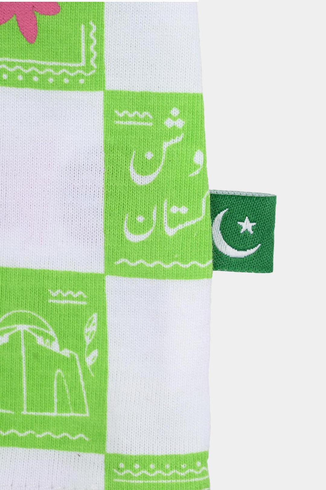 Infant Girls Cotton Jersey T-Shirt Roshan Pakistan- Green/White