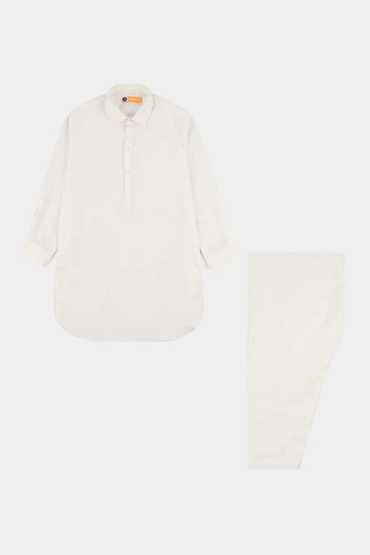 Boys Poly Viscose Kurta Pajama (Blended) - White