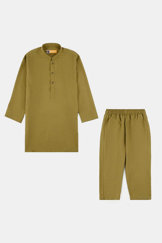 Boys Poly Viscose Kurta Pajama (Twill Tape) - Green