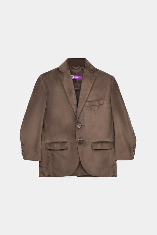 Boys Suede Blazer - Light Brown