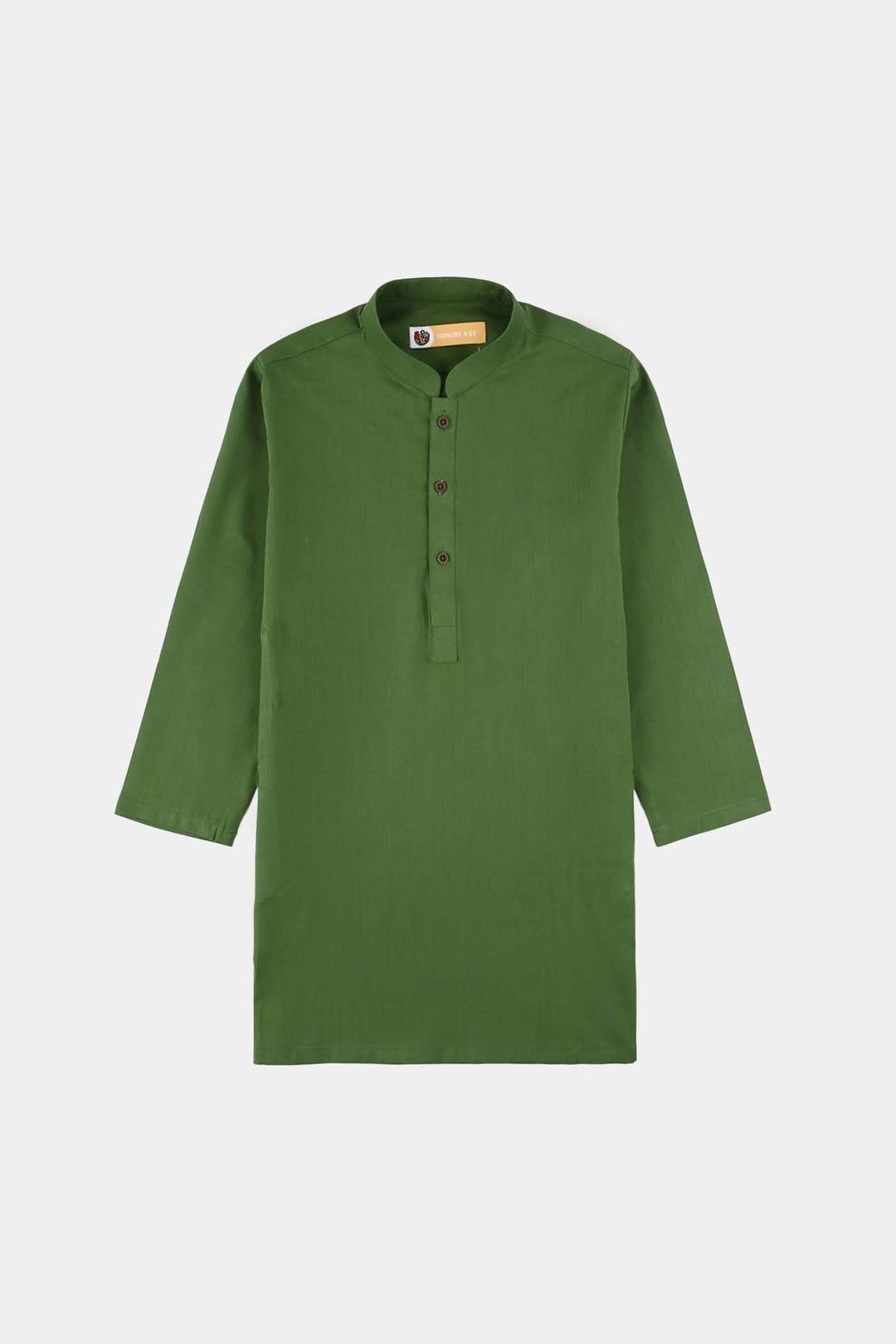Boys Cotton Slub Basic Kurta (Forest ELF) - Green