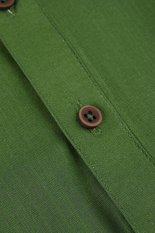Boys Cotton Slub Basic Kurta (Forest ELF) - Green