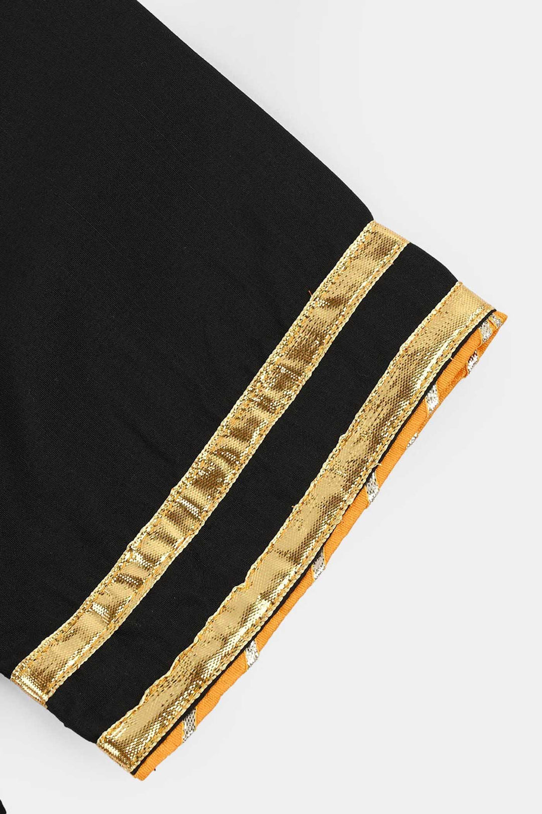 Girls Raw Silk 3-Piece Suit (Rangrez) - Black