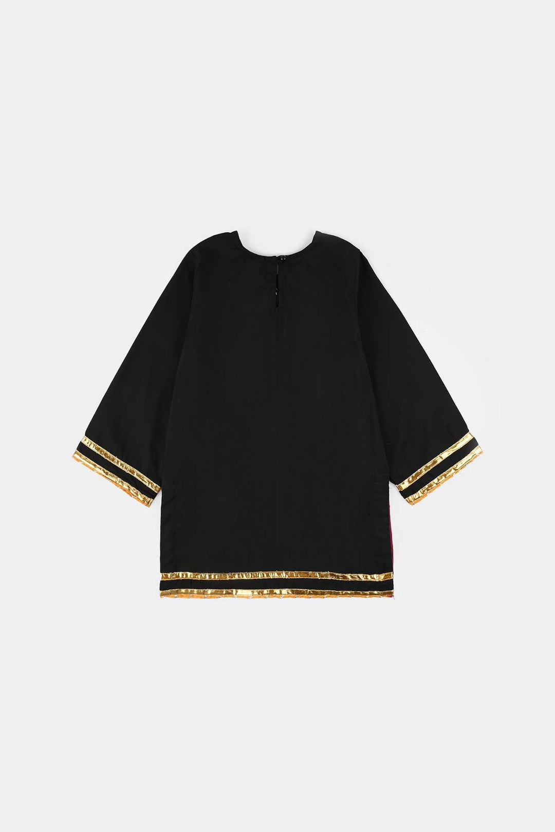 Girls Raw Silk 3-Piece Suit (Rangrez) - Black