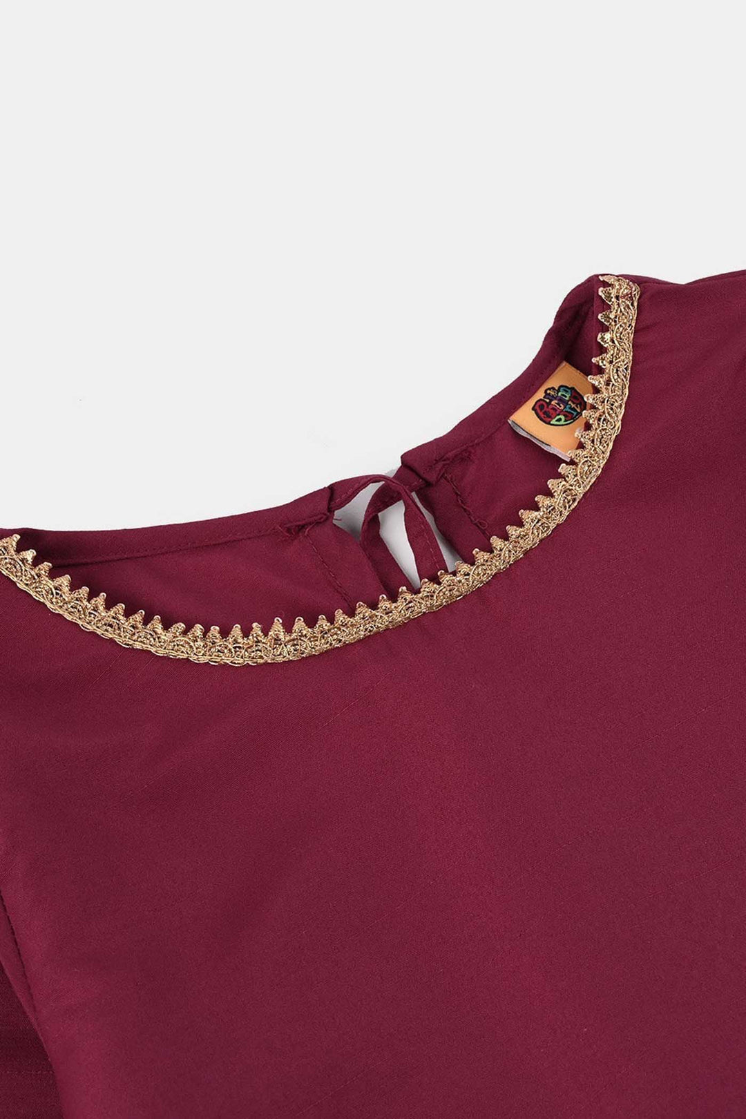 Girls Raw Silk 3-Piece Set (Jahan Ara) - Burgundy
