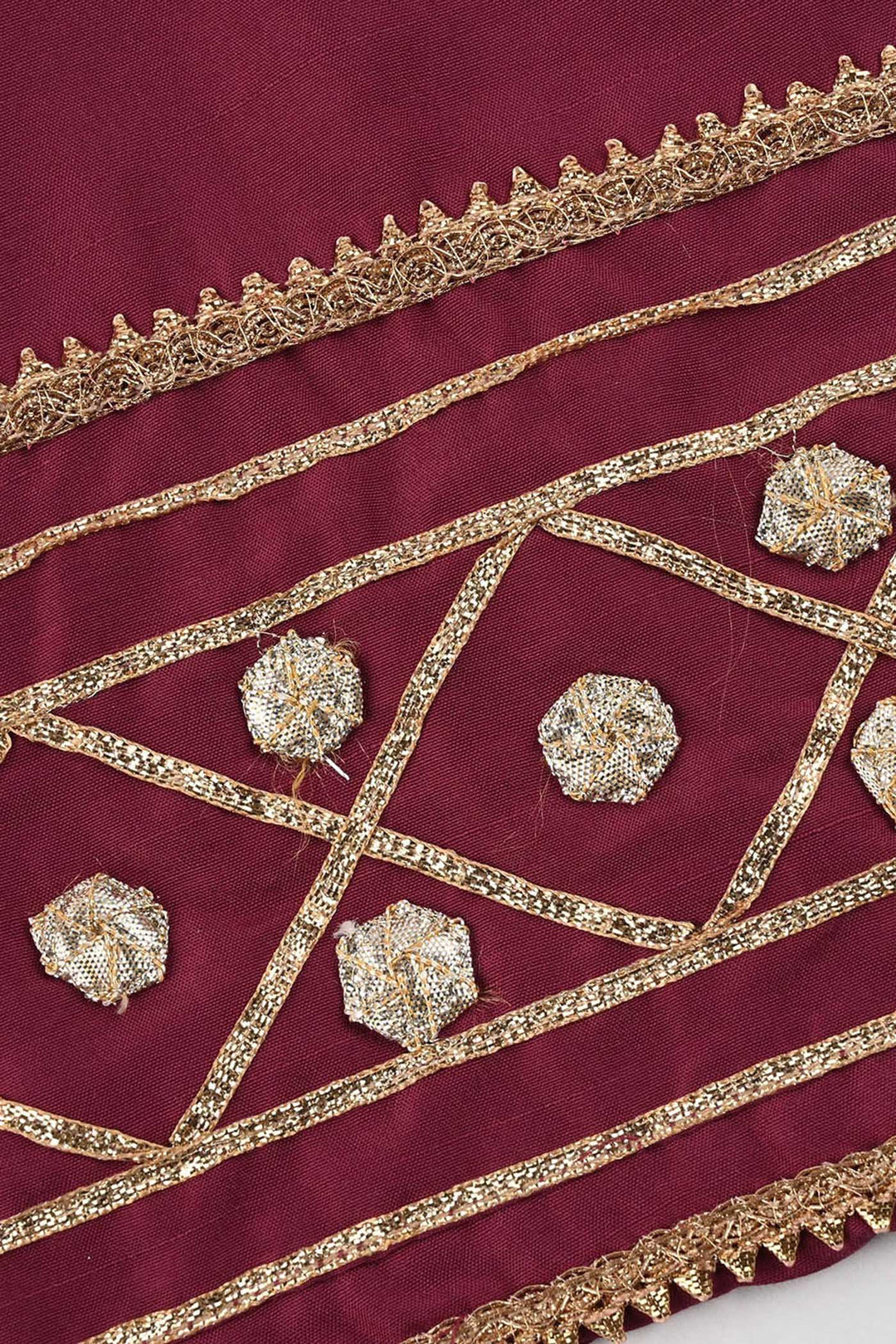 Girls Raw Silk 3-Piece Set (Jahan Ara) - Burgundy