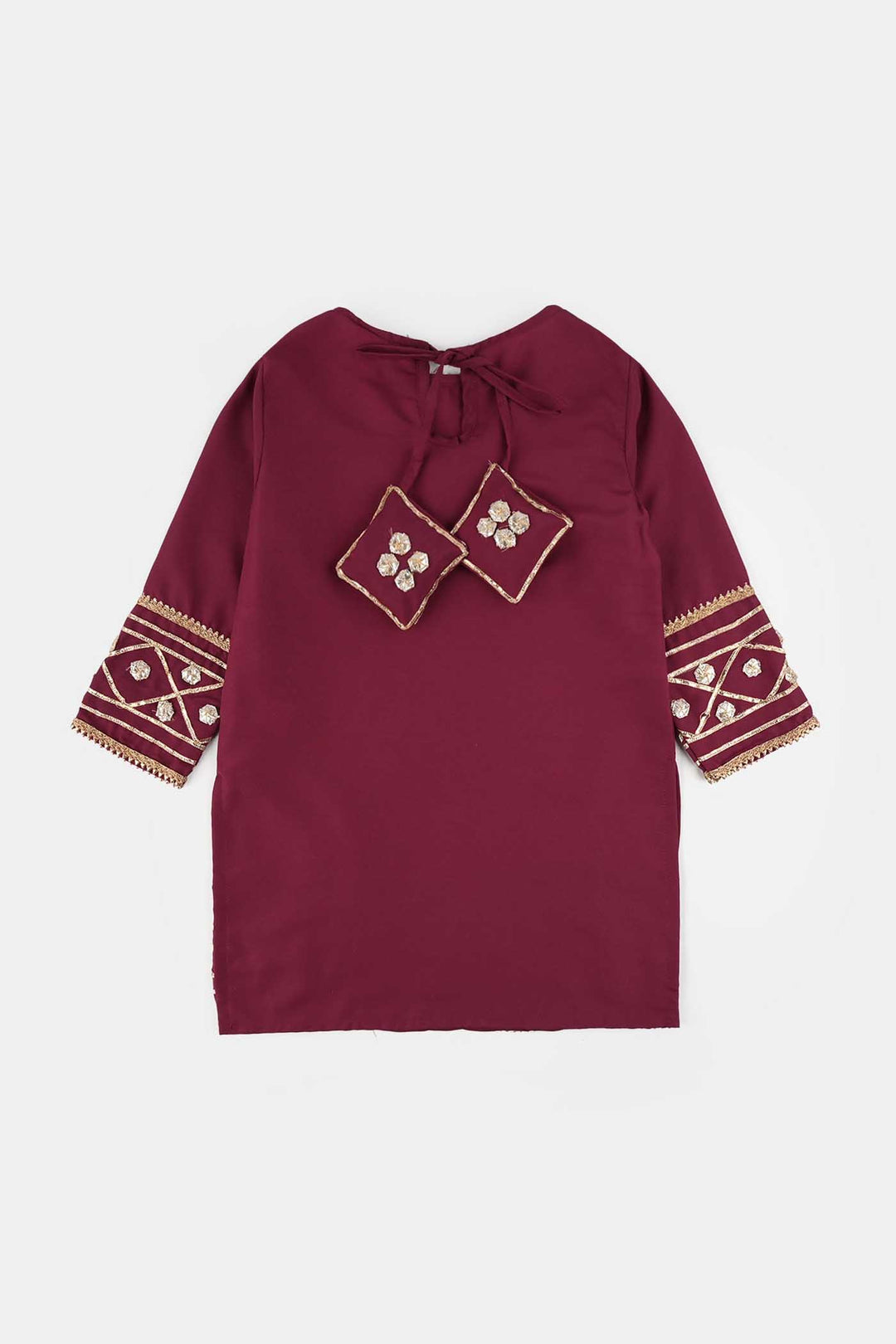 Girls Raw Silk 3-Piece Set (Jahan Ara) - Burgundy