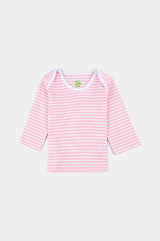 Infant Girls Cotton Interlock Bambi T-Shirt F/S Pack OF 3 - Pink/White