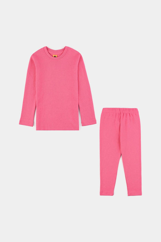 Kids Unisex Thermal Inner Wear Suit-Hot Pink
