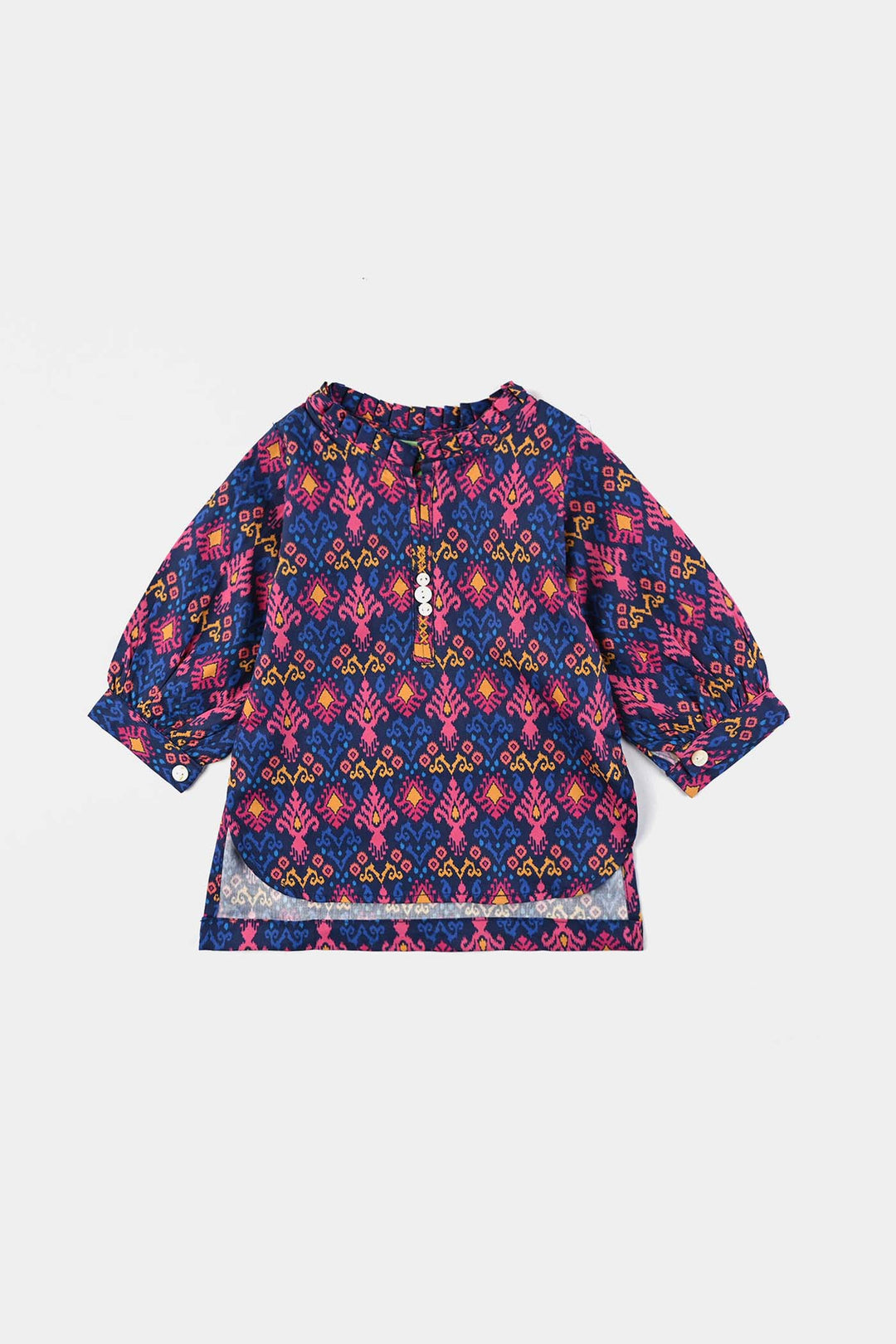 Infant Girls Cotton Poplin Printed Kurti Bahar-Multi