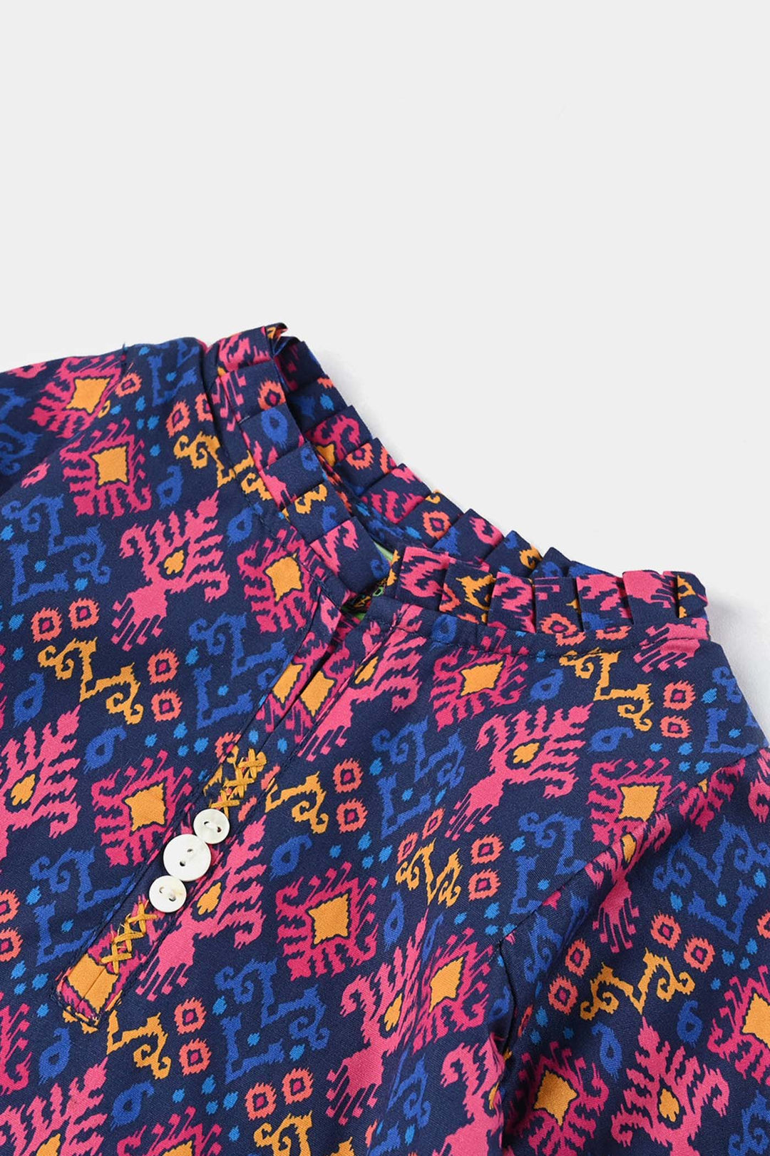 Infant Girls Cotton Poplin Printed Kurti Bahar-Multi
