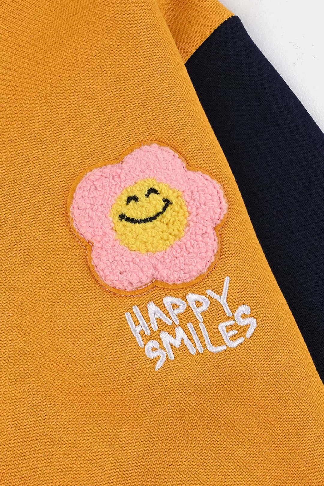 Girls Fleece Knitted Cardigan Happy Smile-Yellow