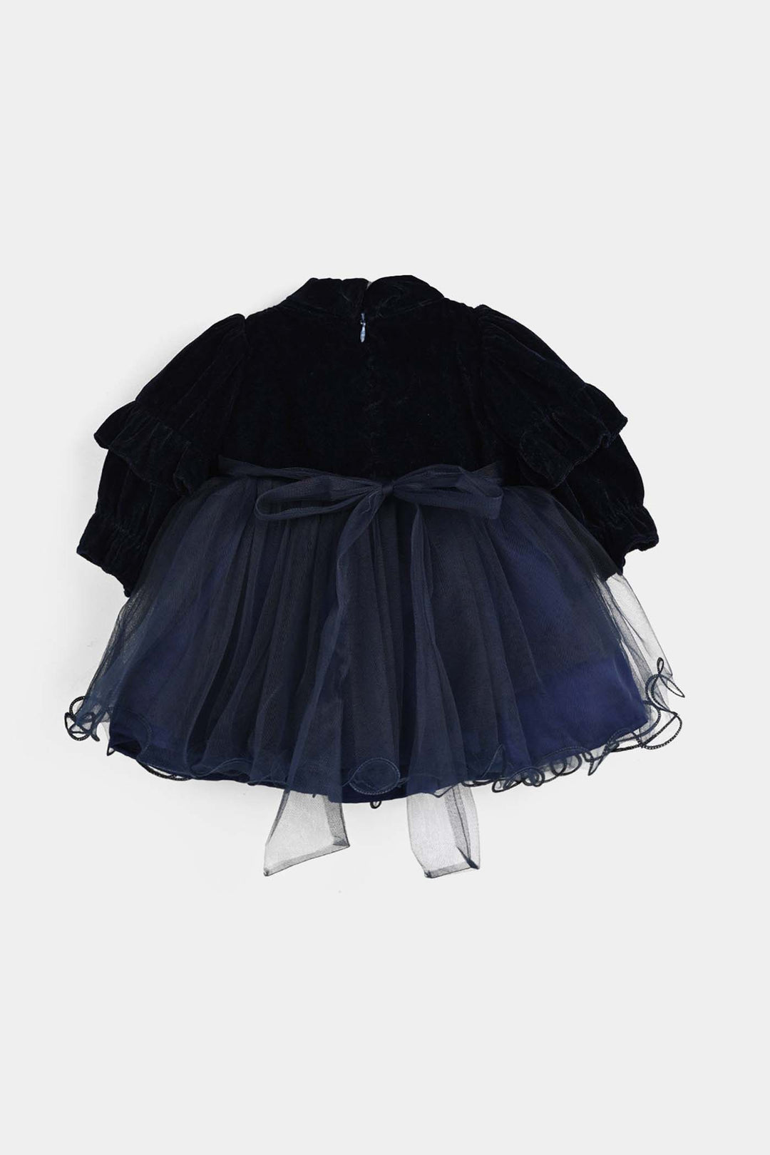 Infant Girls Velvet Fancy Frock EMB Grace - NAVY