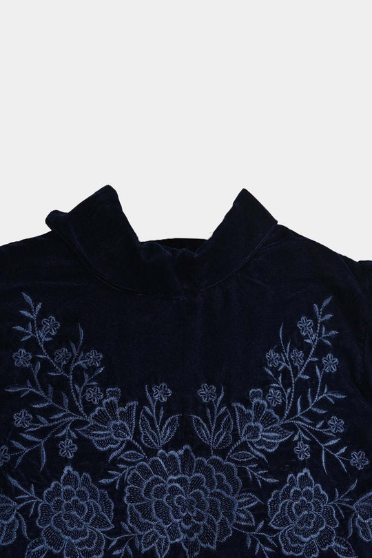 Infant Girls Velvet Fancy Frock EMB Grace - NAVY