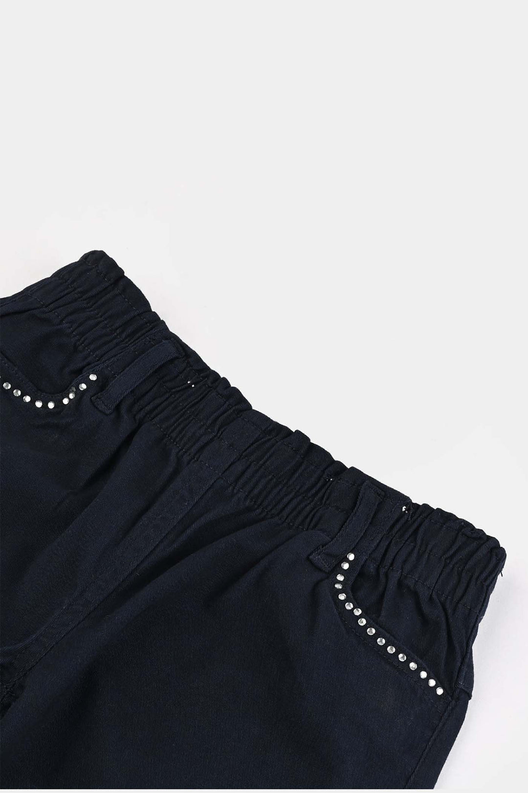 Girls Cotton Twill Pants Studs-NAVY