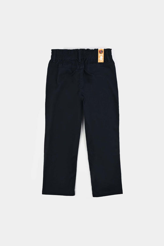 Girls Cotton Twill Pants Studs-NAVY