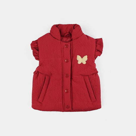 Infant Girls Quilted Jacket S/L Checked-Red