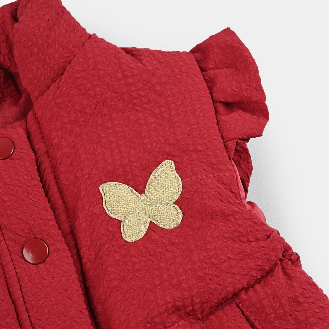 Infant Girls Quilted Jacket S/L Checked-Red