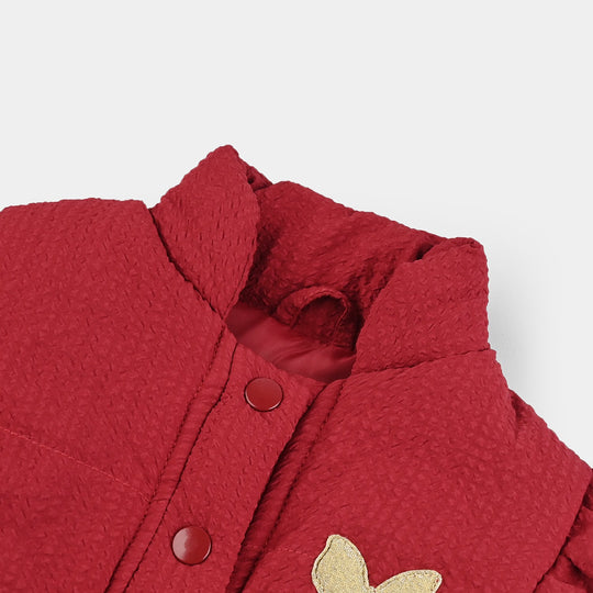 Infant Girls Quilted Jacket S/L Checked-Red