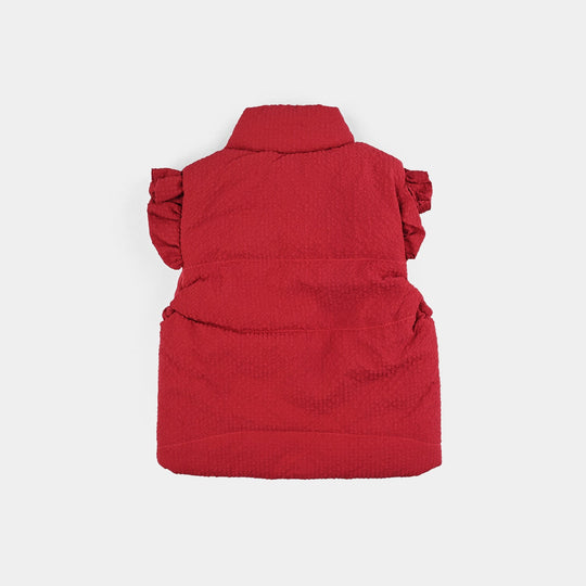 Infant Girls Quilted Jacket S/L Checked-Red