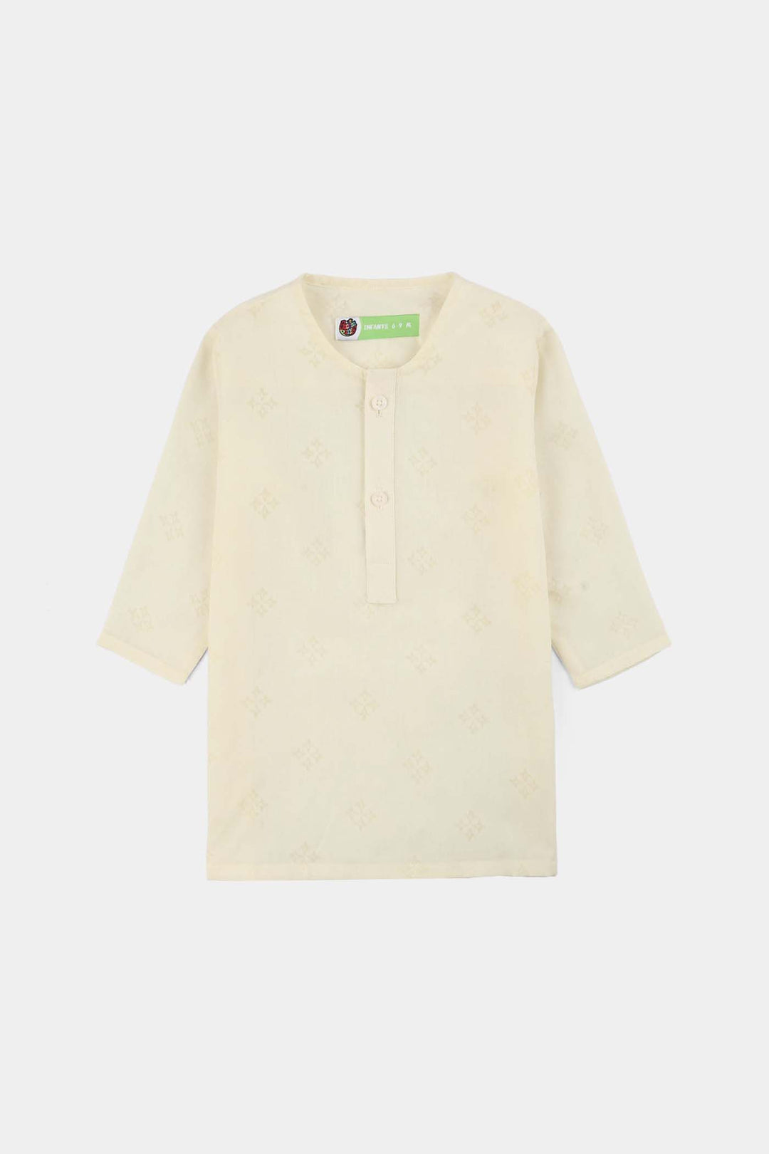 Infant Boys Poly Viscose Basic Kurta (After Glow) - Light Yellow