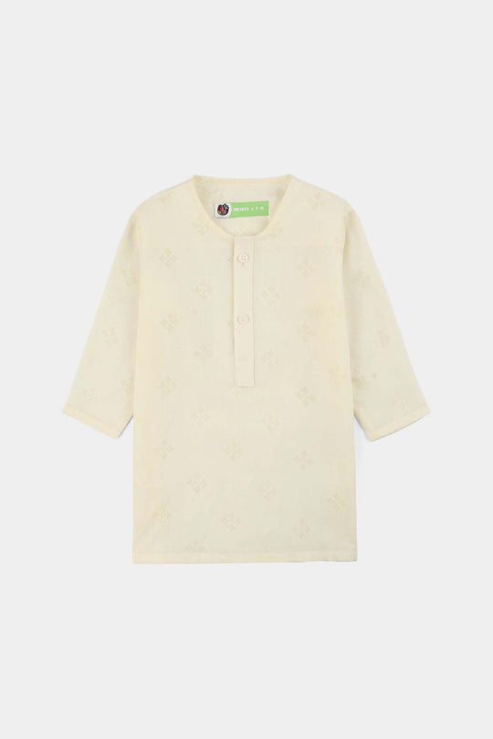 Infant Boys Poly Viscose Basic Kurta (After Glow) - Light Yellow