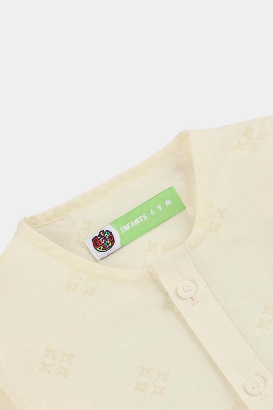 Infant Boys Poly Viscose Basic Kurta (After Glow) - Light Yellow