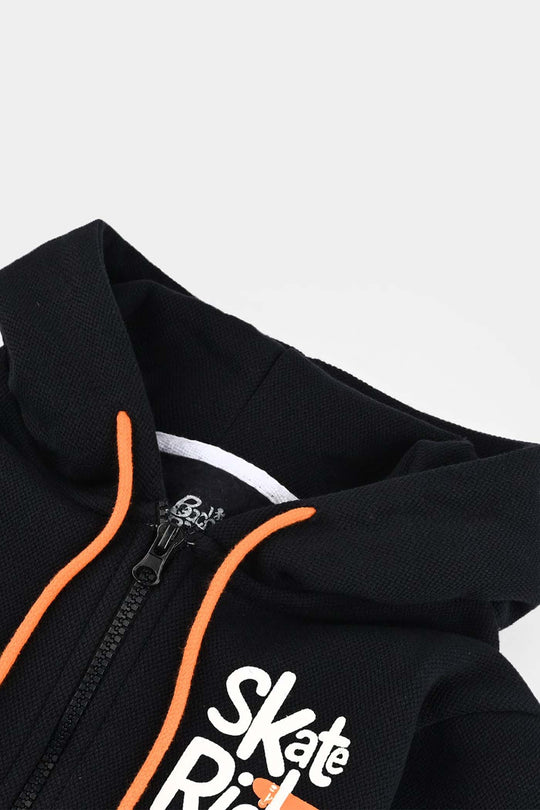 Boys Jumbo Pique Knitted Jacket Skate Rider-NAVY