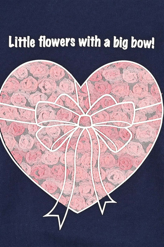 Girls Jersey/Terry Sweatshirt Little Flowers-NAVY