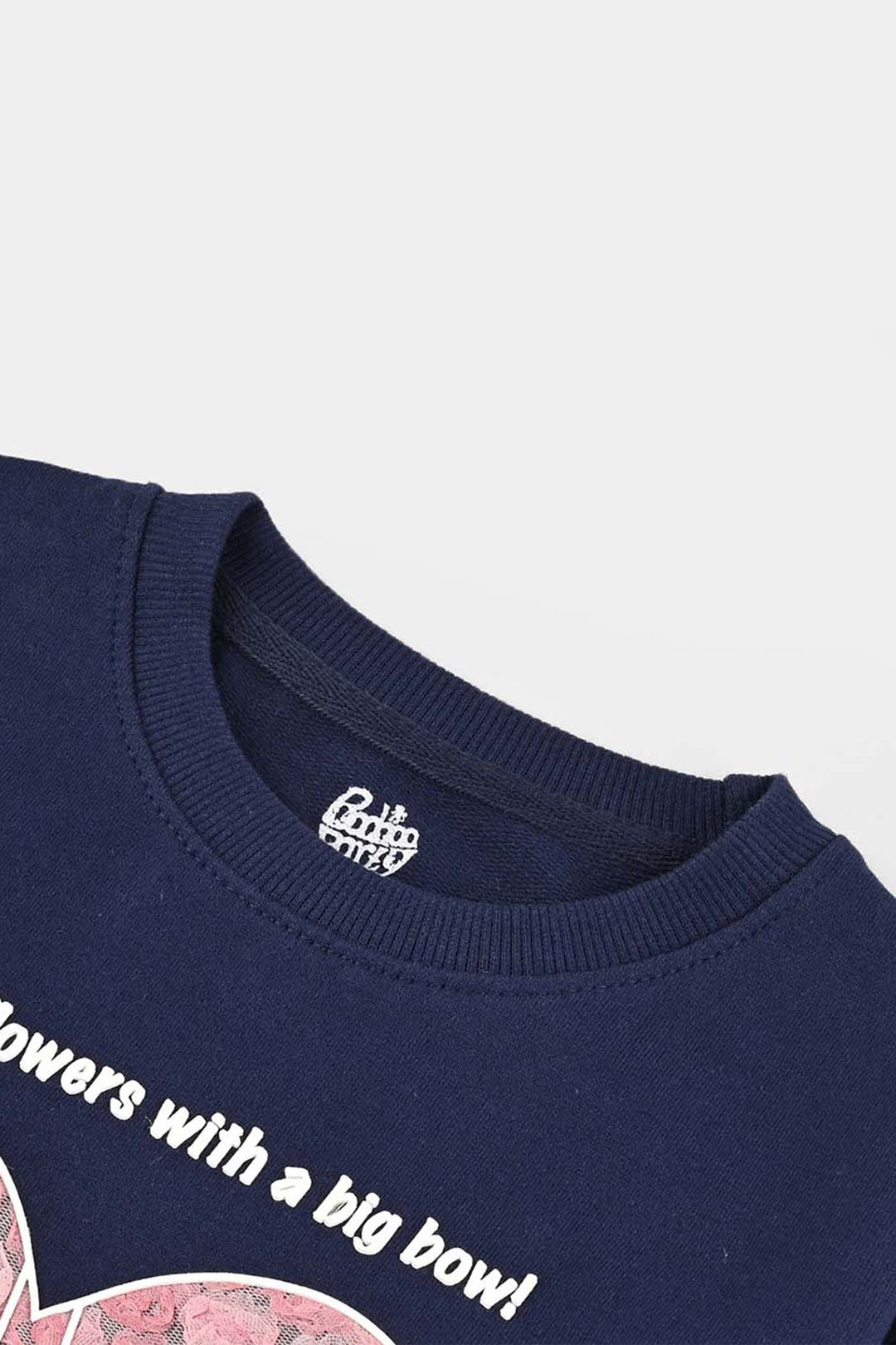 Girls Jersey/Terry Sweatshirt Little Flowers-NAVY
