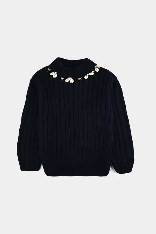 Girls F/S Sweater Murex-NAVY