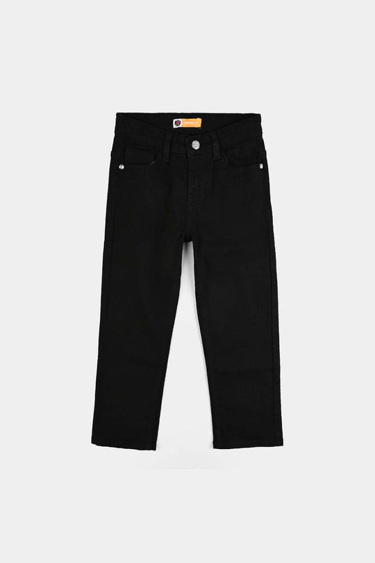 Girls Denim Rigid Basic Pants - BLACK