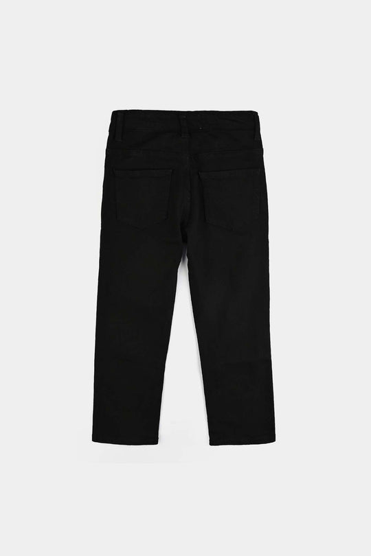 Girls Denim Rigid Basic Pants - BLACK