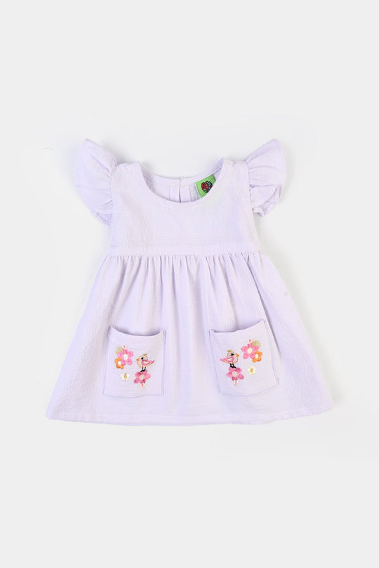 Infant Girls Cotton EMB Frock Sparrow-White