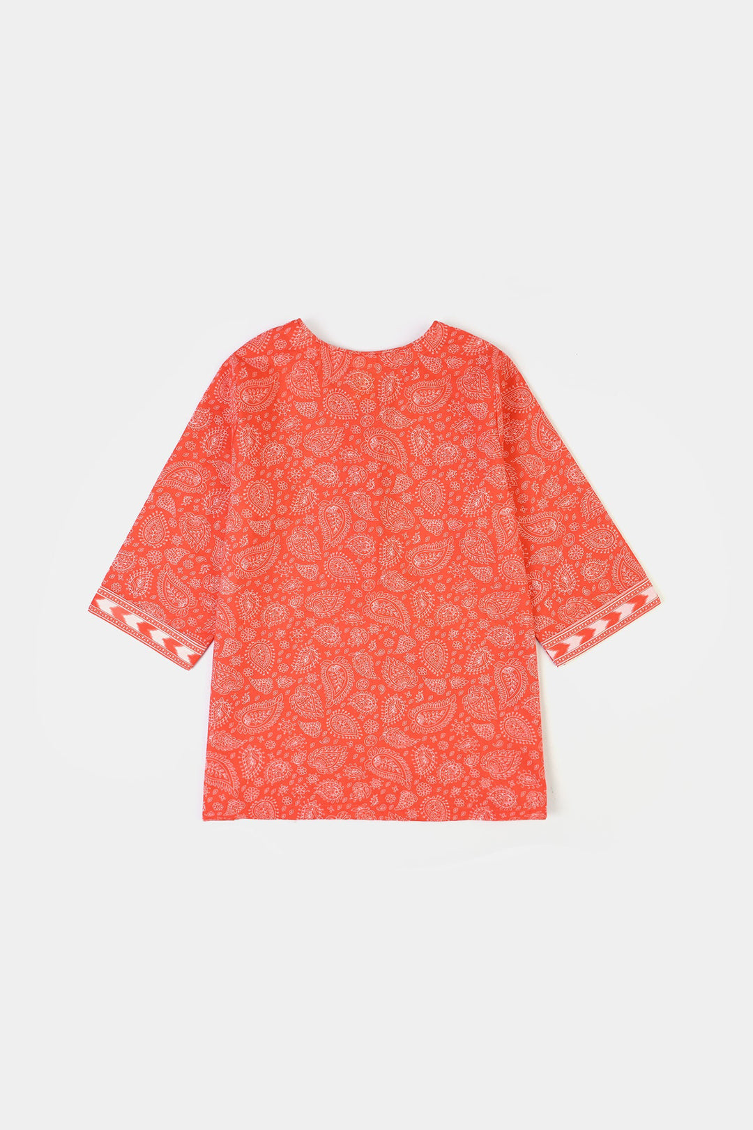 Girls Cotton Poplin Printed 2Piece Rang E Bahar-ORANGE
