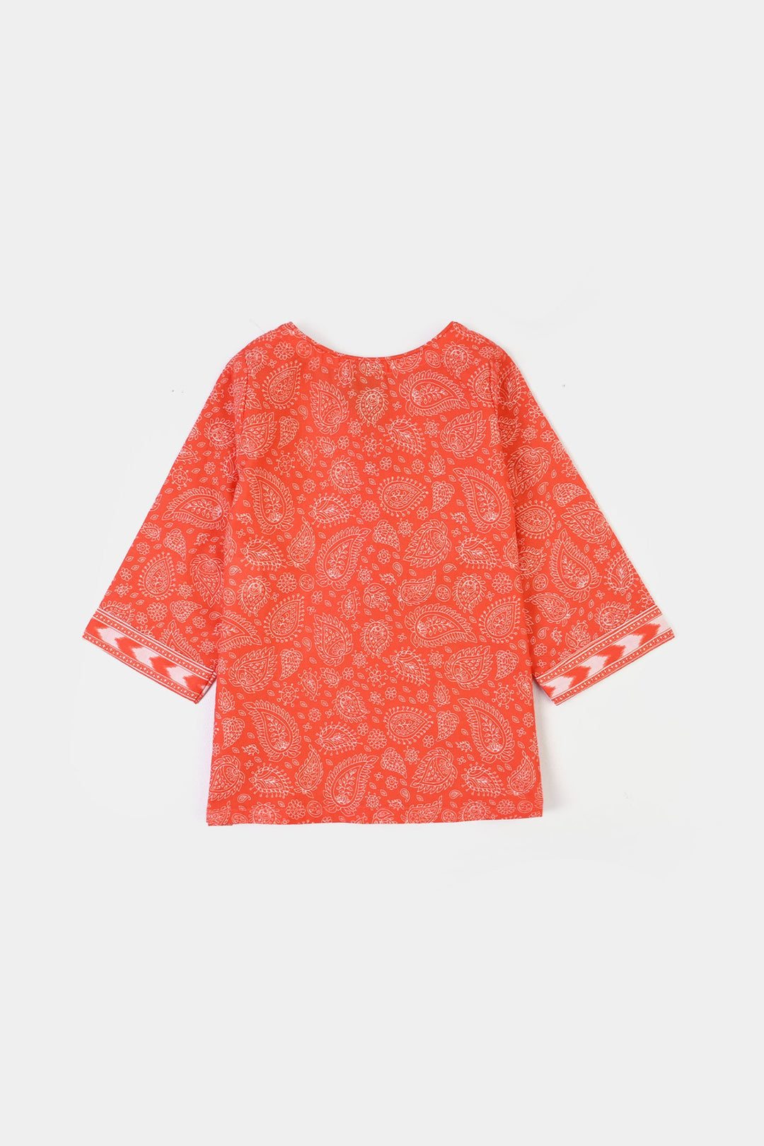 Infant Girls Cotton Poplin Printed 2Piece Rang E Bahar-ORANGE